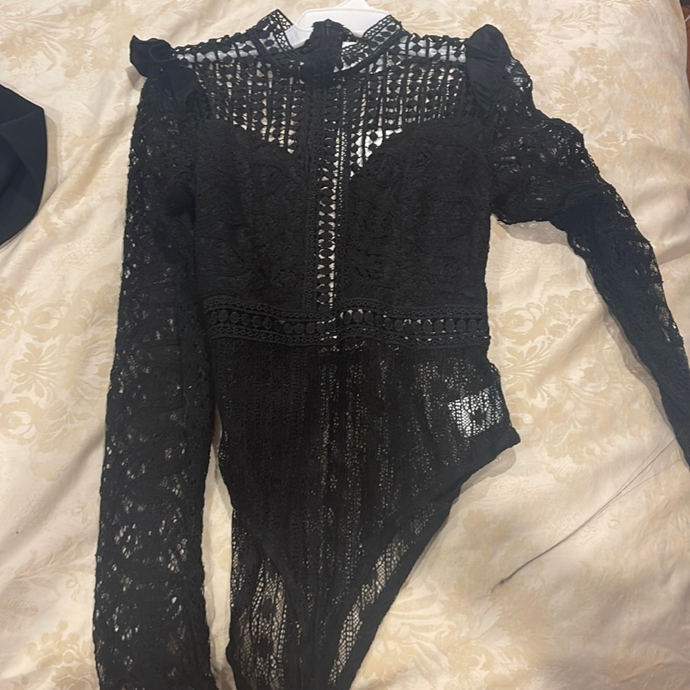 See through black bodysuit brand new size 6